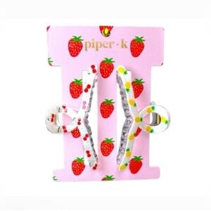 New! Set of 2 Piper K Cherry & Pineapple Large Hair Clips